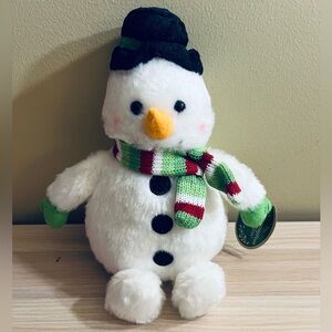 Bearington Collection Snowball 7 Inch Plush Snowman Scarf Bowler Hat Holiday NWT